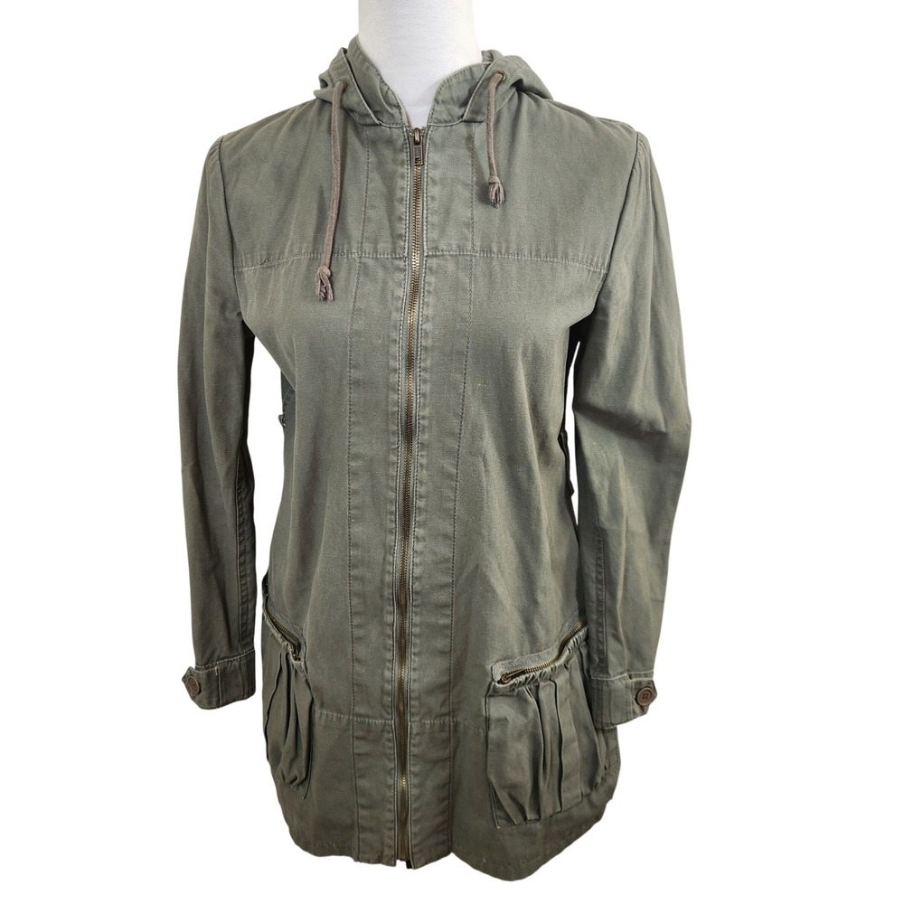 Cotton On Womens M Utility Jacket Olive Green Hooded Gorpcore Streetwear Coat